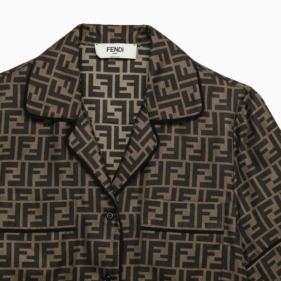 Fendi o1d2blof0824 Silk Pyjamas With FF Pattern in Brown Size S / US 4 / IT 40 - 5 Thumbnail