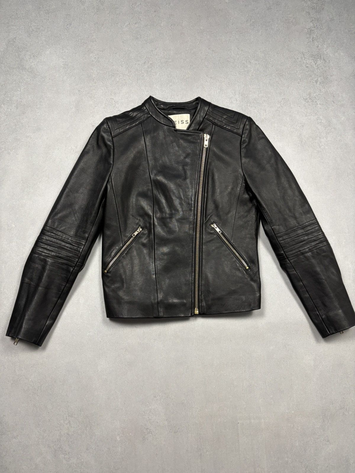 Reiss Reiss Black Leather Biker Jacket Moto Zip Jacket Sizq US 6 Size M / US 6-8 / IT 42-44 - 1 Thumbnail