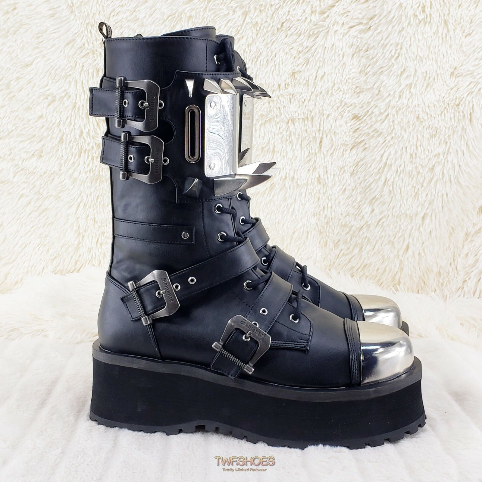 Other GraveDigger 250 Claw Spike Black Lace Up Boots Mid Calf Men Size US 12 / EU 45 - 8 Thumbnail