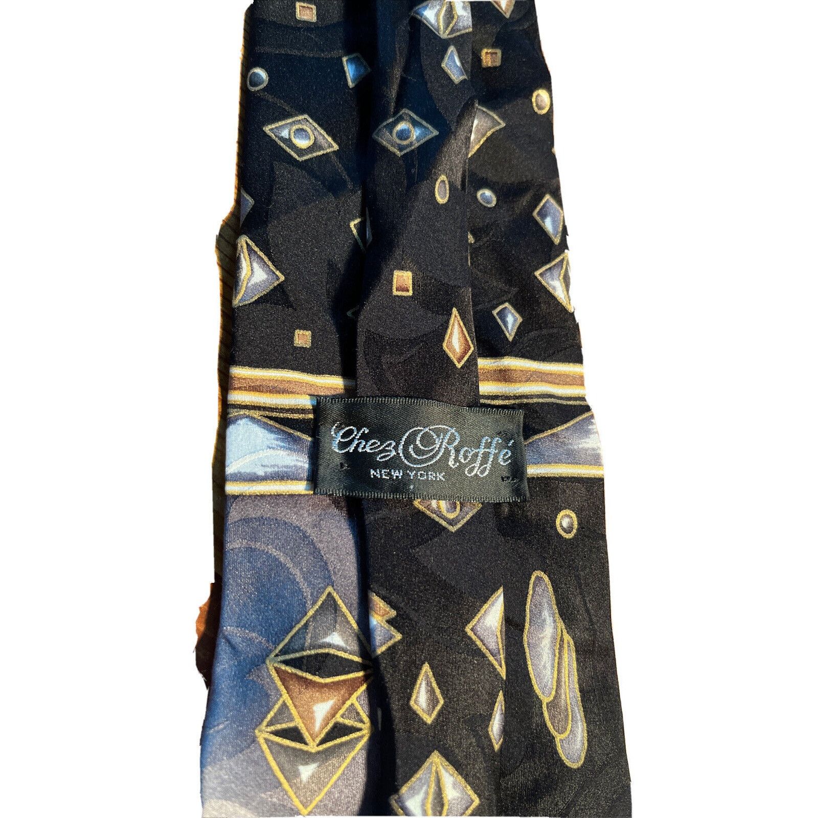Other Chez Roffé New York Men’s Black Silk Abstract Geometric tie Size ONE SIZE - 4 Thumbnail