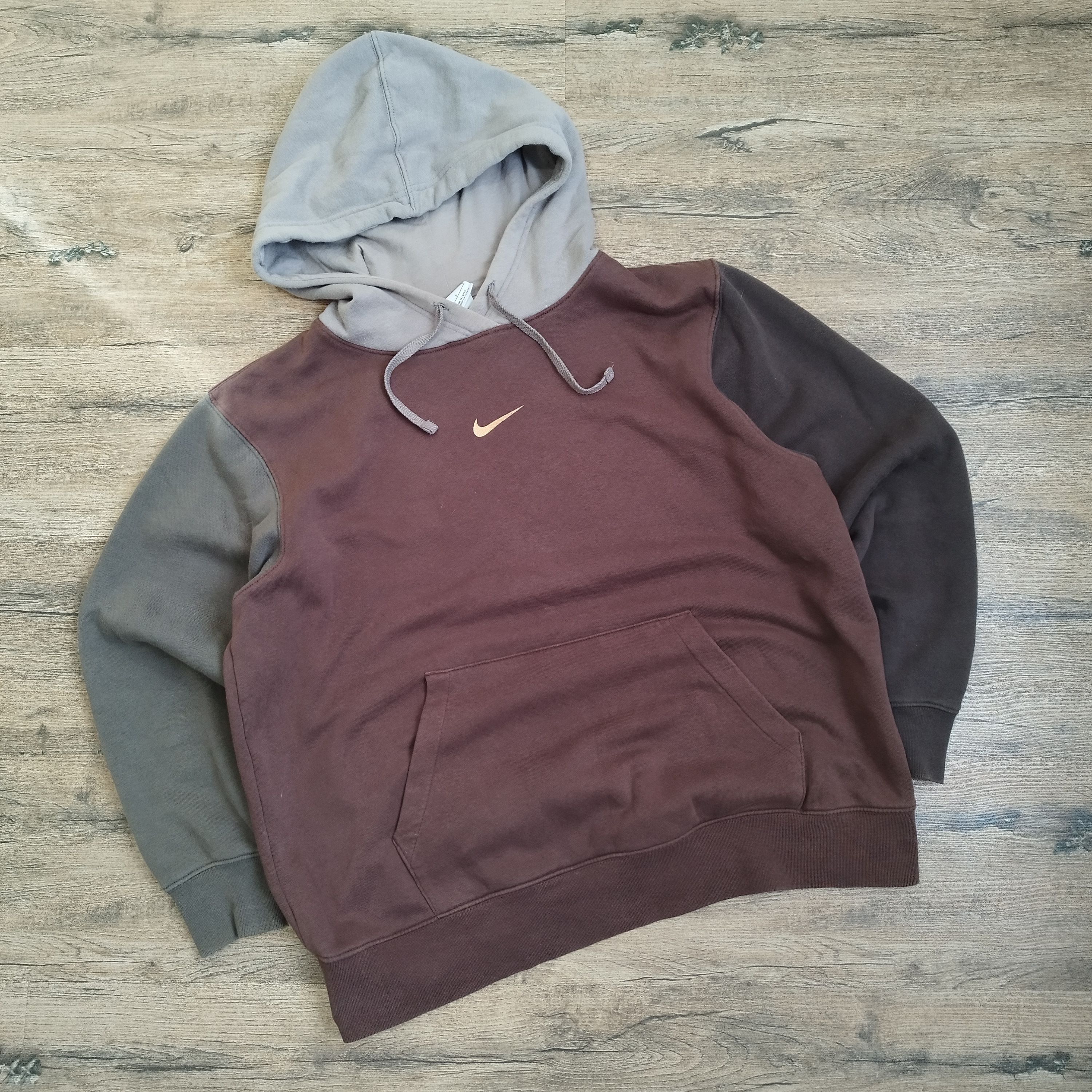 Nike Center Swoosh Multi-Color Block Hoodie Brown/Grey/Olive