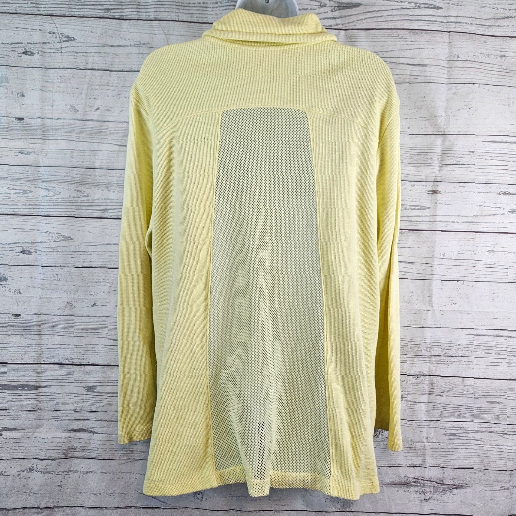 Vintage Zenergy by Chicos Womens Knit Jacket XL Yellow Full Zip Cotton Blend Pockets Size XL / US 12-14 / IT 48-50 - 3 Thumbnail