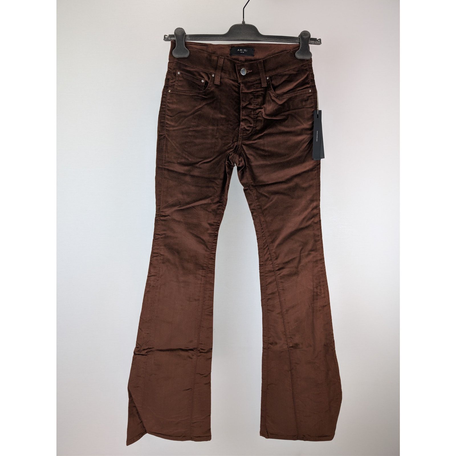Amiri o1rshd1 Velour Flare Stack Pants in Chocolate Size US 30 / EU 46 - 9 Thumbnail