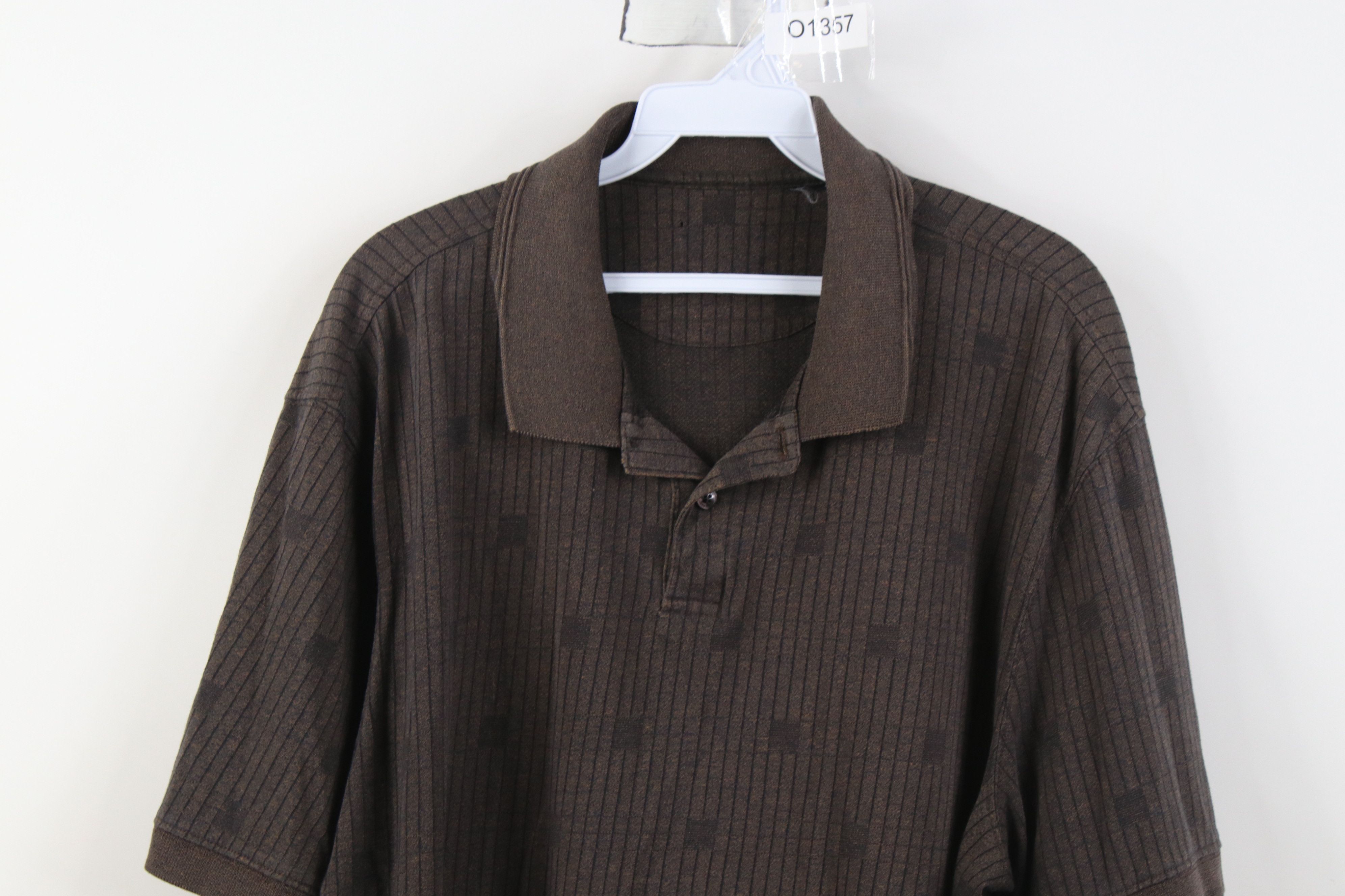 Vintage Vintage 90s Streetwear Striped Knit Golf Polo Shirt Brown Size US XL / EU 56 / 4 - 2 Thumbnail