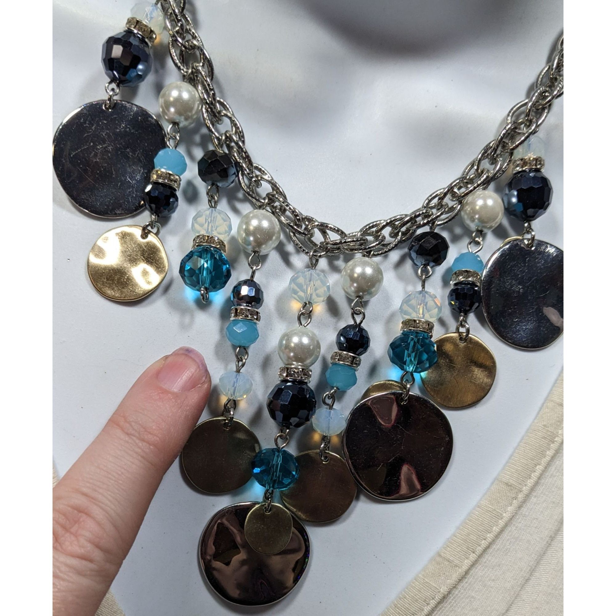 White House Black Market White House Black Market Bead And Disc Fringe Necklace Size ONE SIZE - 4 Thumbnail