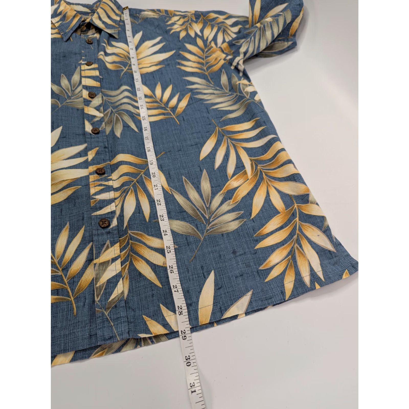 ALOHAS VINTAGE Cooke Street Honolulu Hawaiian Shirt Mens Large Blue Aloha Leaves Short Sleeve Size US L / EU 52-54 / 3 - 4 Thumbnail
