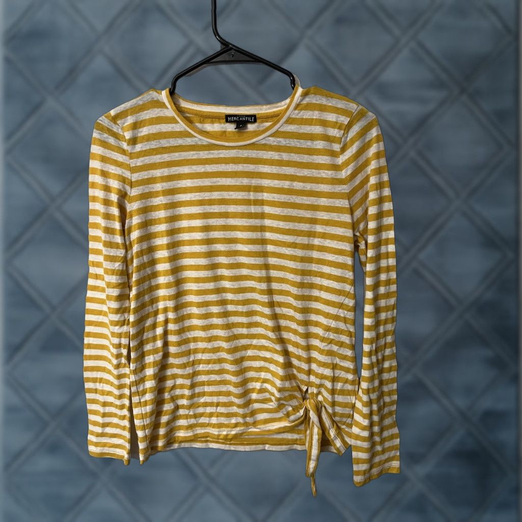 J.Crew VINTAGE J.CREW Cotton Striped Pullover Knit Top Tee Long Sleeve Casual Yellow S Womens Size S / US 4 / IT 40 - 1 Thumbnail