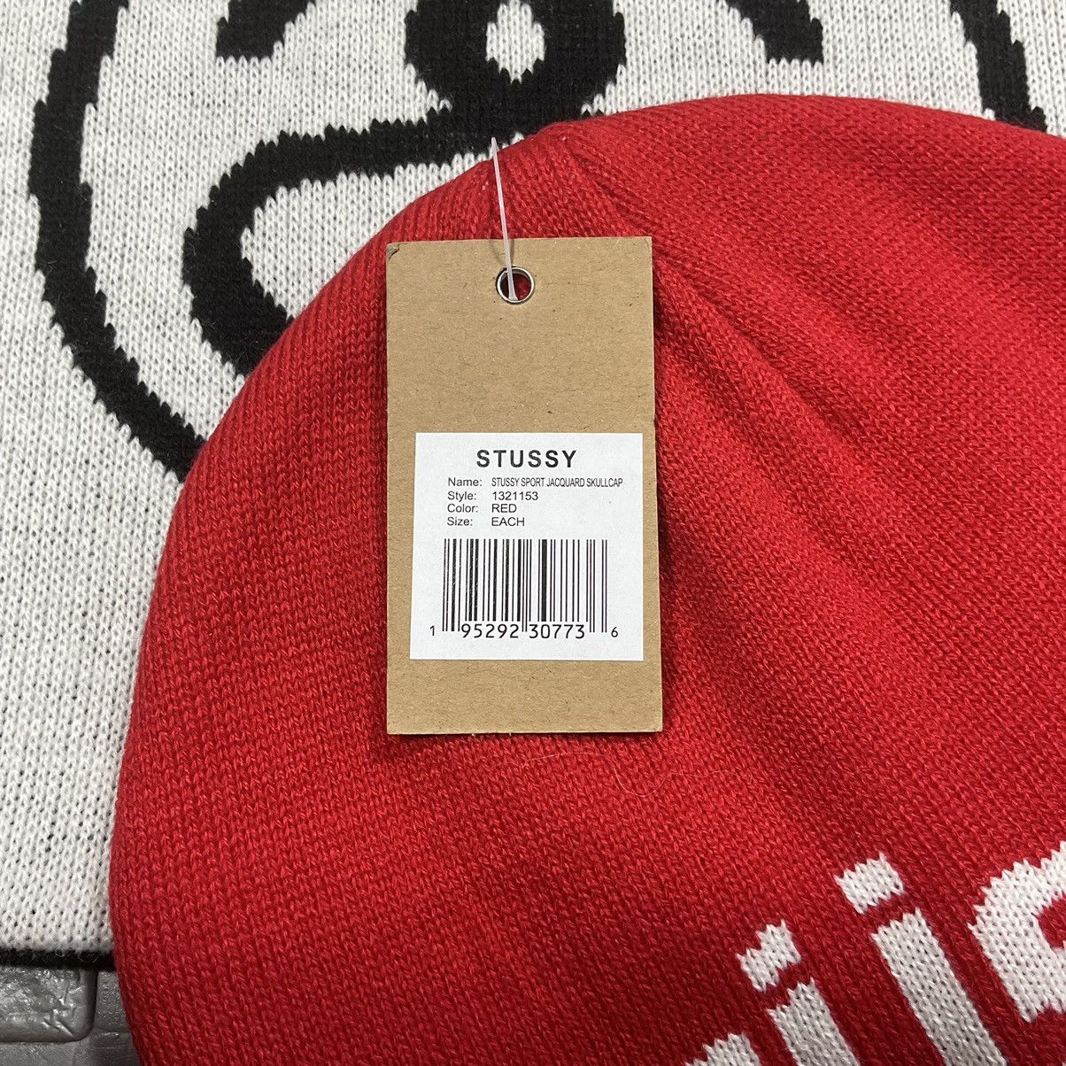 Stussy × Vintage STUSSY SPORT JACQUARD SKULLCAP RED Size ONE SIZE - 2 Thumbnail