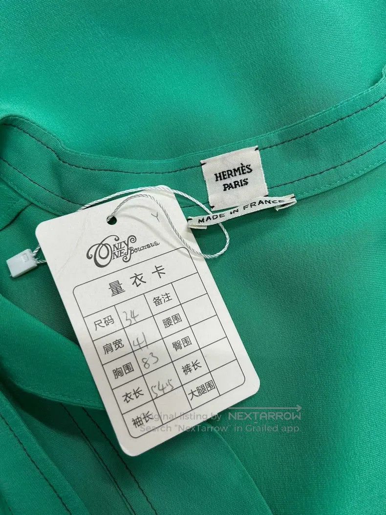 Hermes Hermes Green belted silk top Size XXS / US 00 / IT 34 - 5 Thumbnail