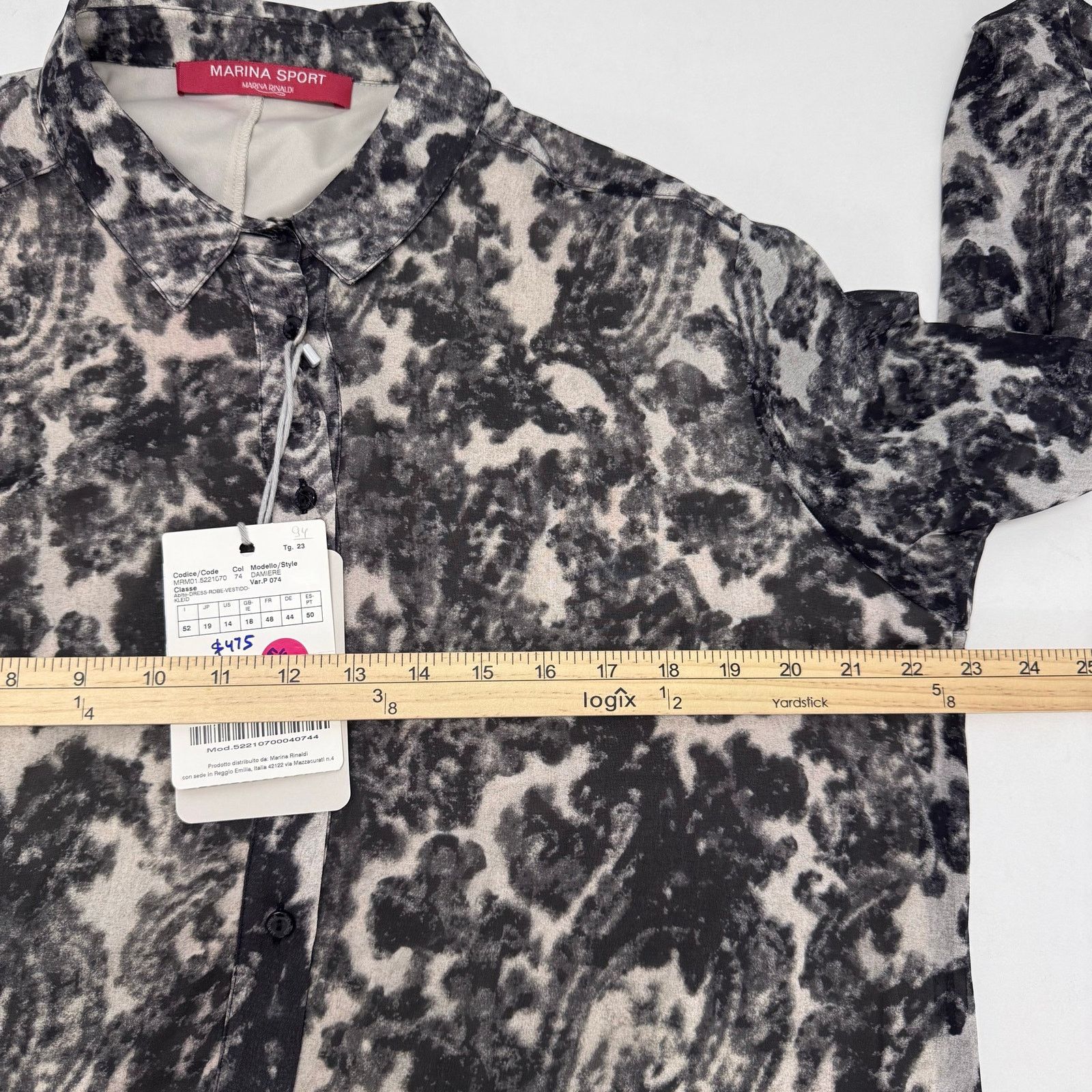 Marina Rinaldi Marina Rinaldi Grey Chiffon Button Down Printed Dress sz 14 Size XL / US 12-14 / IT 48-50 - 6 Thumbnail