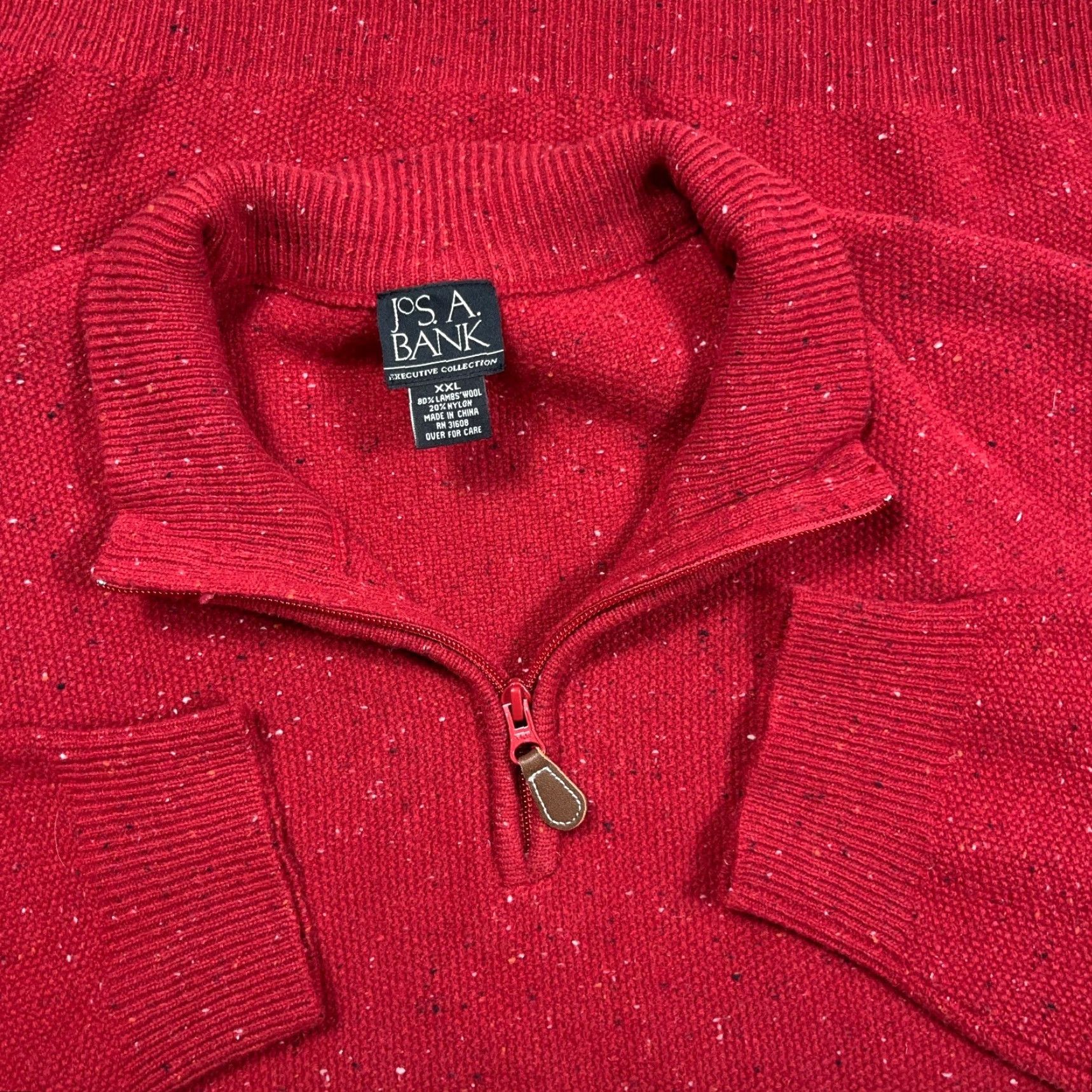 Jos. A. Bank Jos A Bank Sweater Men 2XL Red Wool Pullover 1/4 Zip Mock Neck Knit Solid Classic Men Size US XXL / EU 58 / 5 - 2 Thumbnail