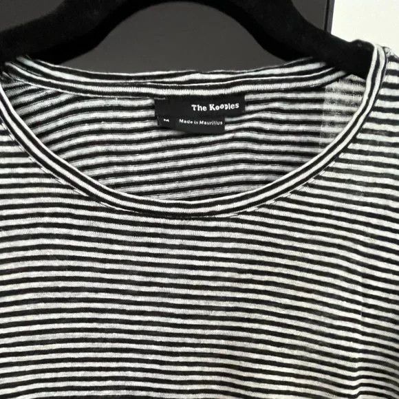The Kooples Kooples Linen Black/White Striped T-Shirt Size US S / EU 44-46 / 1 - 2 Thumbnail