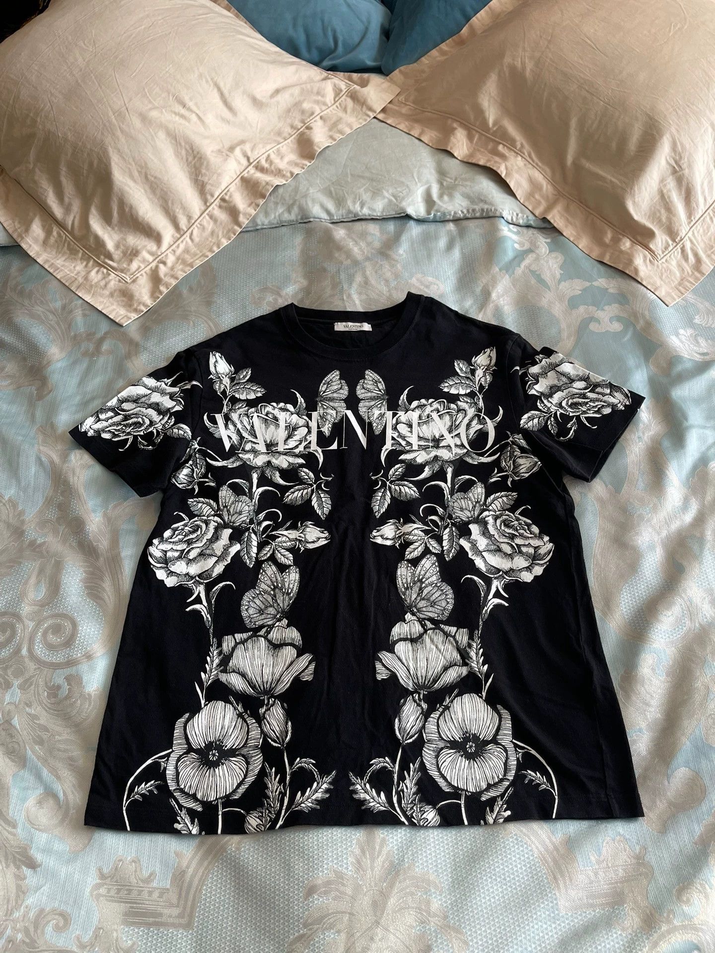 Valentino VALENTINO M Short Sleeve Tee Black White Print Logo Size US M / EU 48-50 / 2 - 2 Thumbnail