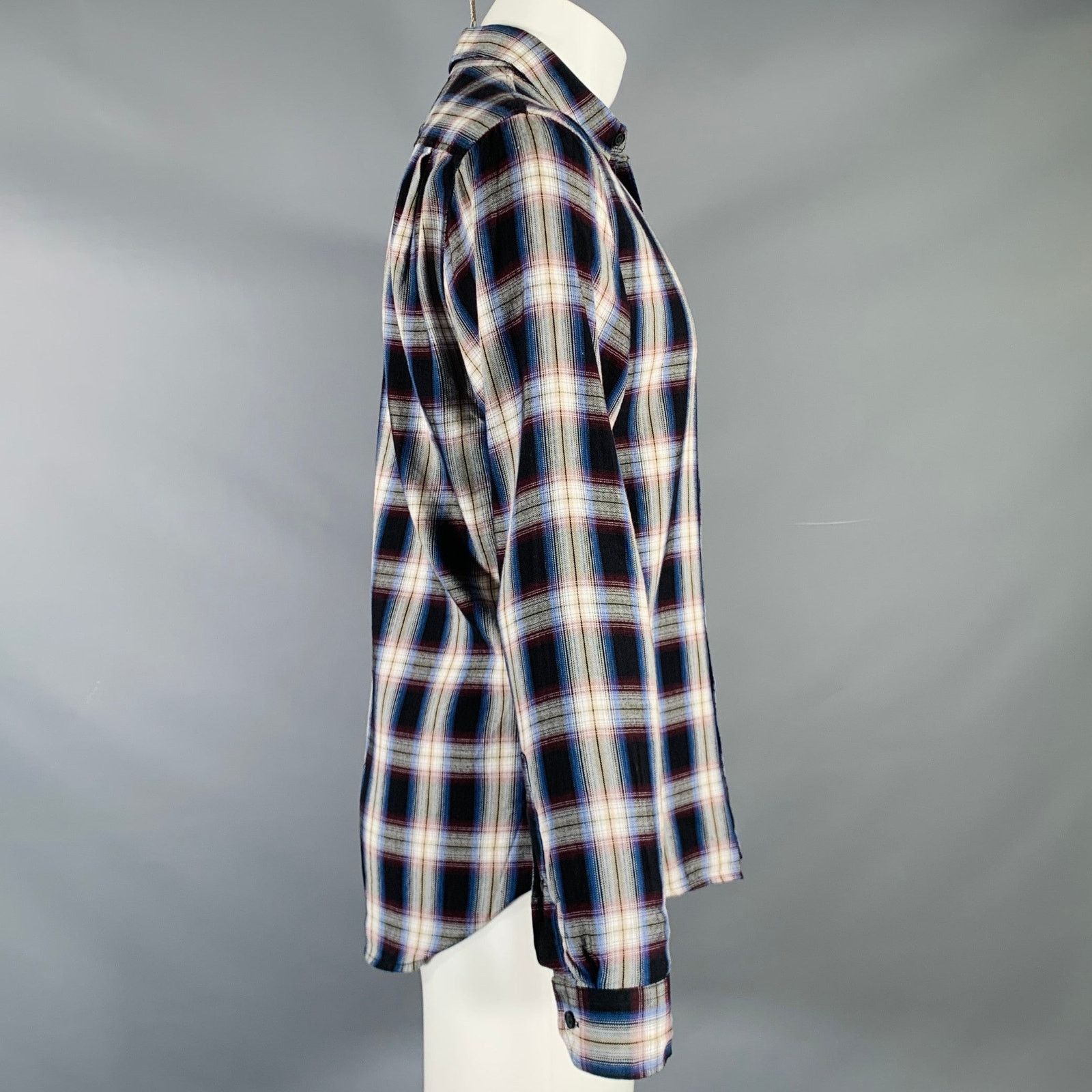 Vince Black Red Plaid Cotton Blend Spread Collar Long Sleeve Shirt Size US S / EU 44-46 / 1 - 3 Thumbnail