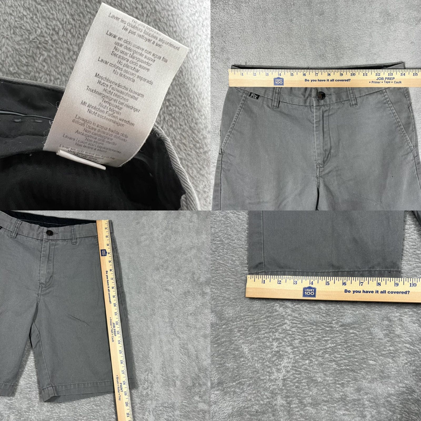 Fox Racing Fox Men’s Shorts Casual 28 Gray 8” Inseam Flat Front Polyester Cotton Chino Pockets Belt Loops Logo Regular Size US 28 / EU 44 - 9 Thumbnail