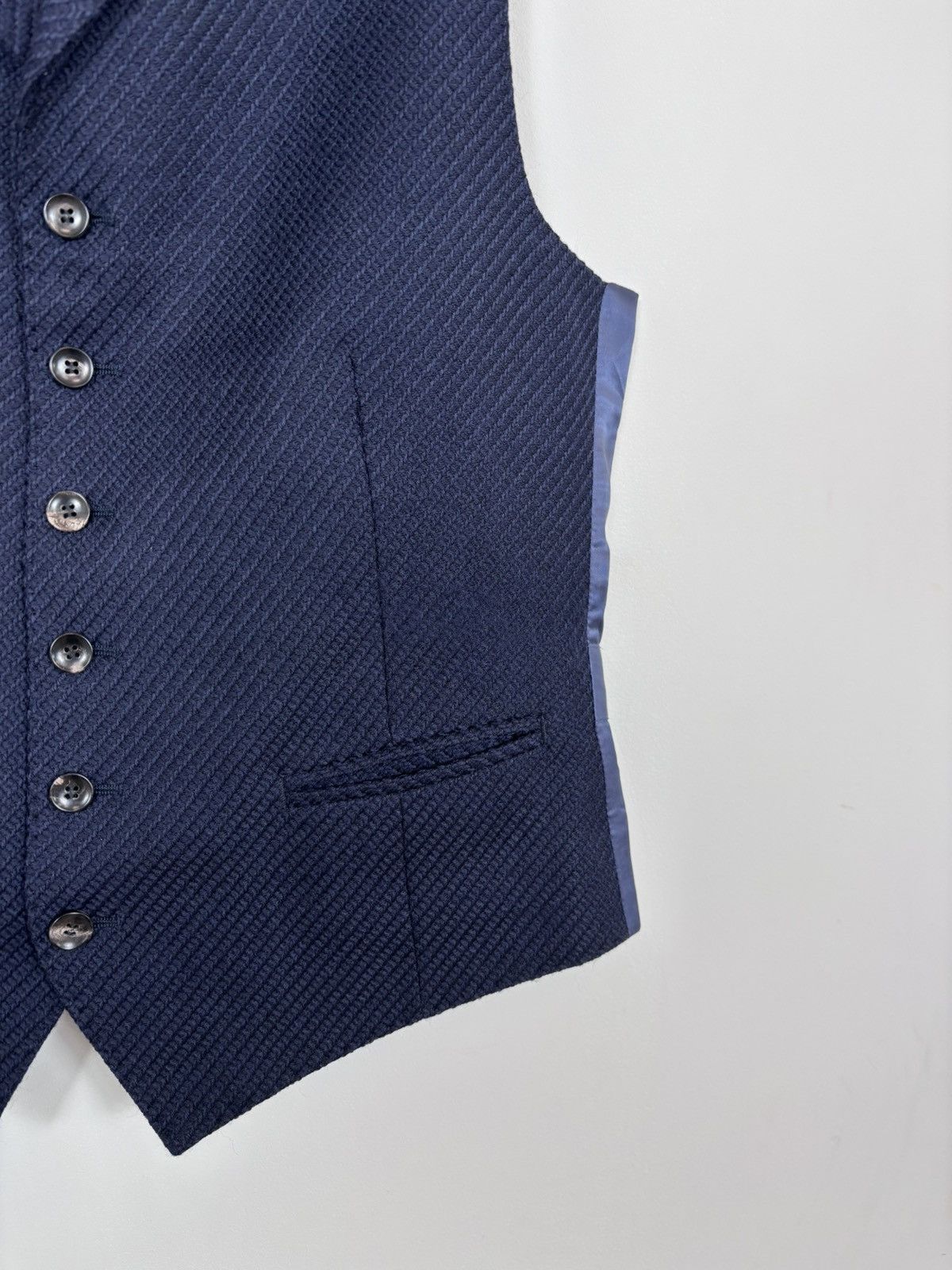 Suitsupply Suitsupply Capetown Men’s Navy Blue Wool Waistcoat Vest Size 38R - 7 Thumbnail