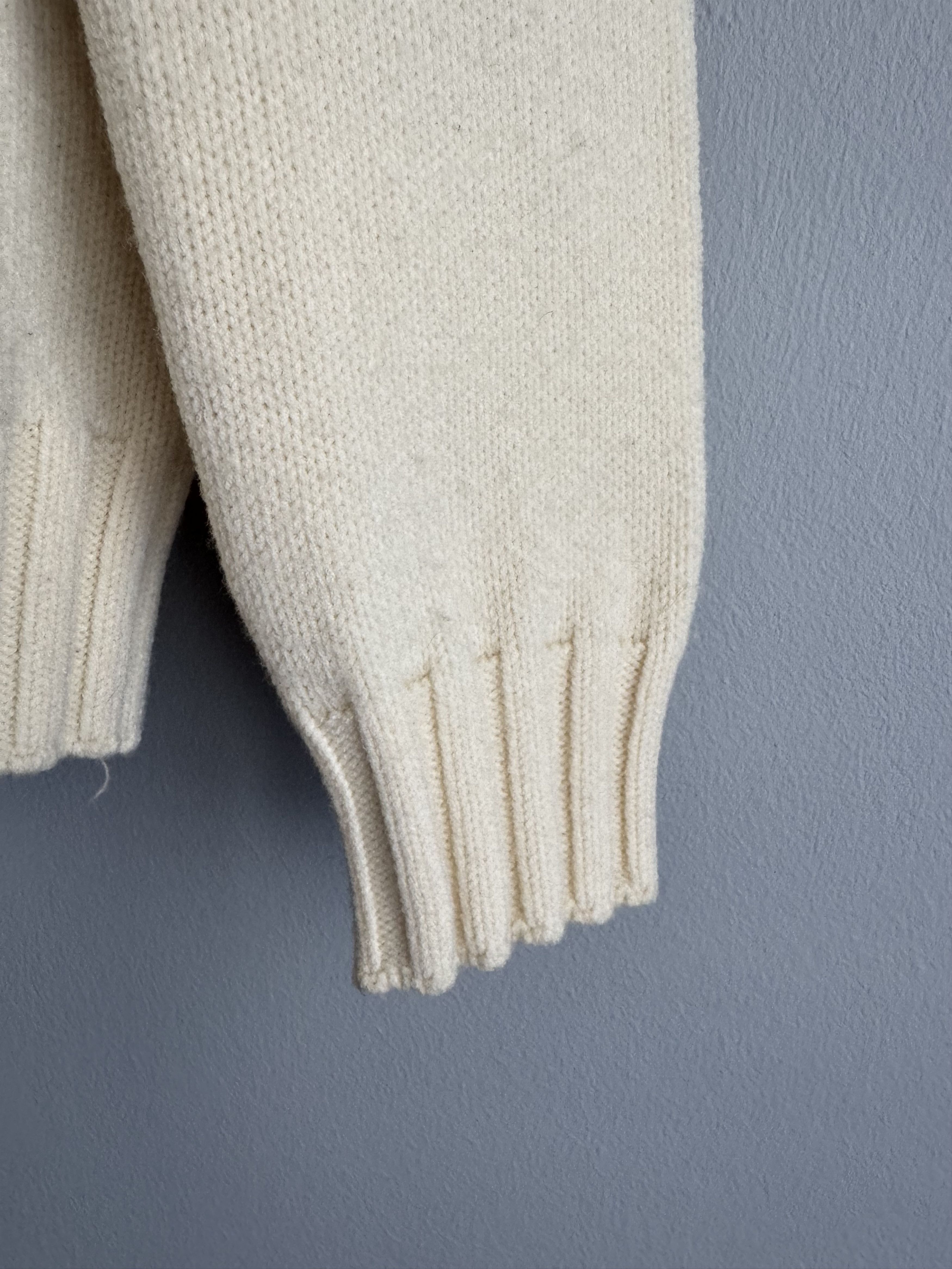 Stone Island Stone Island Wool Neck Knit Sweater Cream Made in ITALY Size US L / EU 52-54 / 3 - 4 Thumbnail