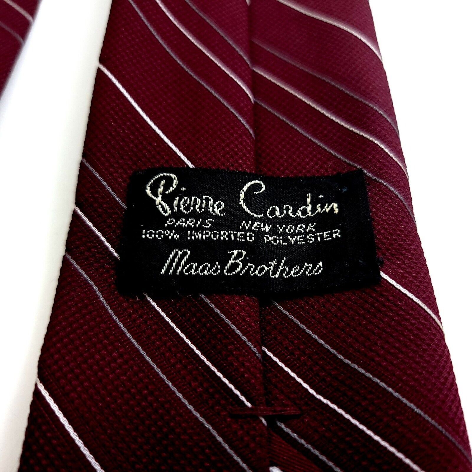 Pierre Cardin Vintage Pierre Cardin Polyester Maroon Red Woven Striped Sho Size ONE SIZE - 3 Thumbnail