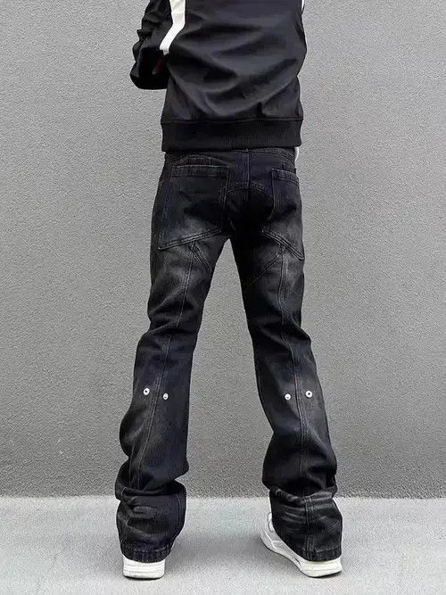 VIBE Street washed distressed patchwork micro-flare jeans Size US 32 / EU 48 - 4 Thumbnail