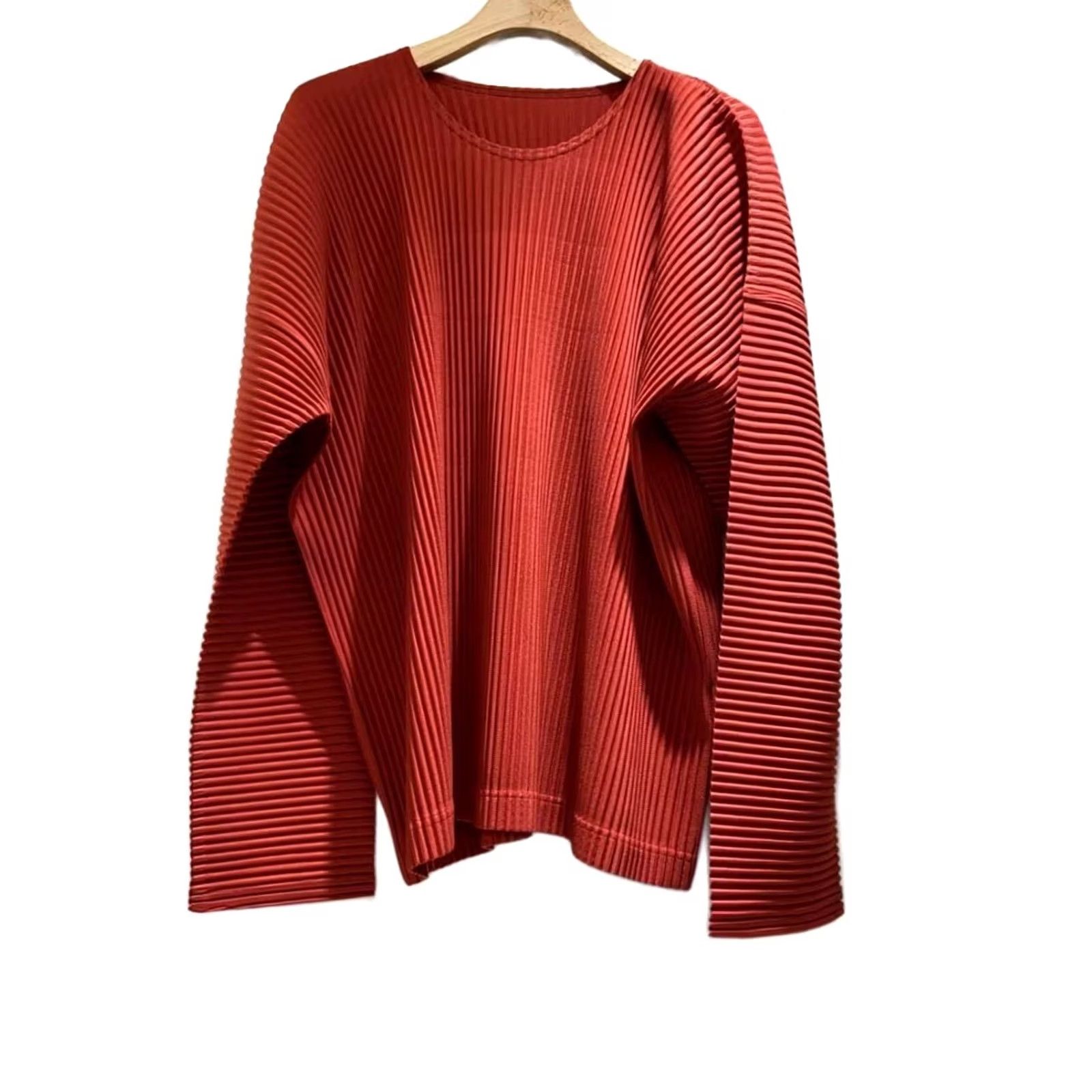 Issey Miyake ISSEY MIYAKE Long Sleeve T-Shirt Pleated Orange Mens XL Regular Size US XL / EU 56 / 4 - 2 Thumbnail