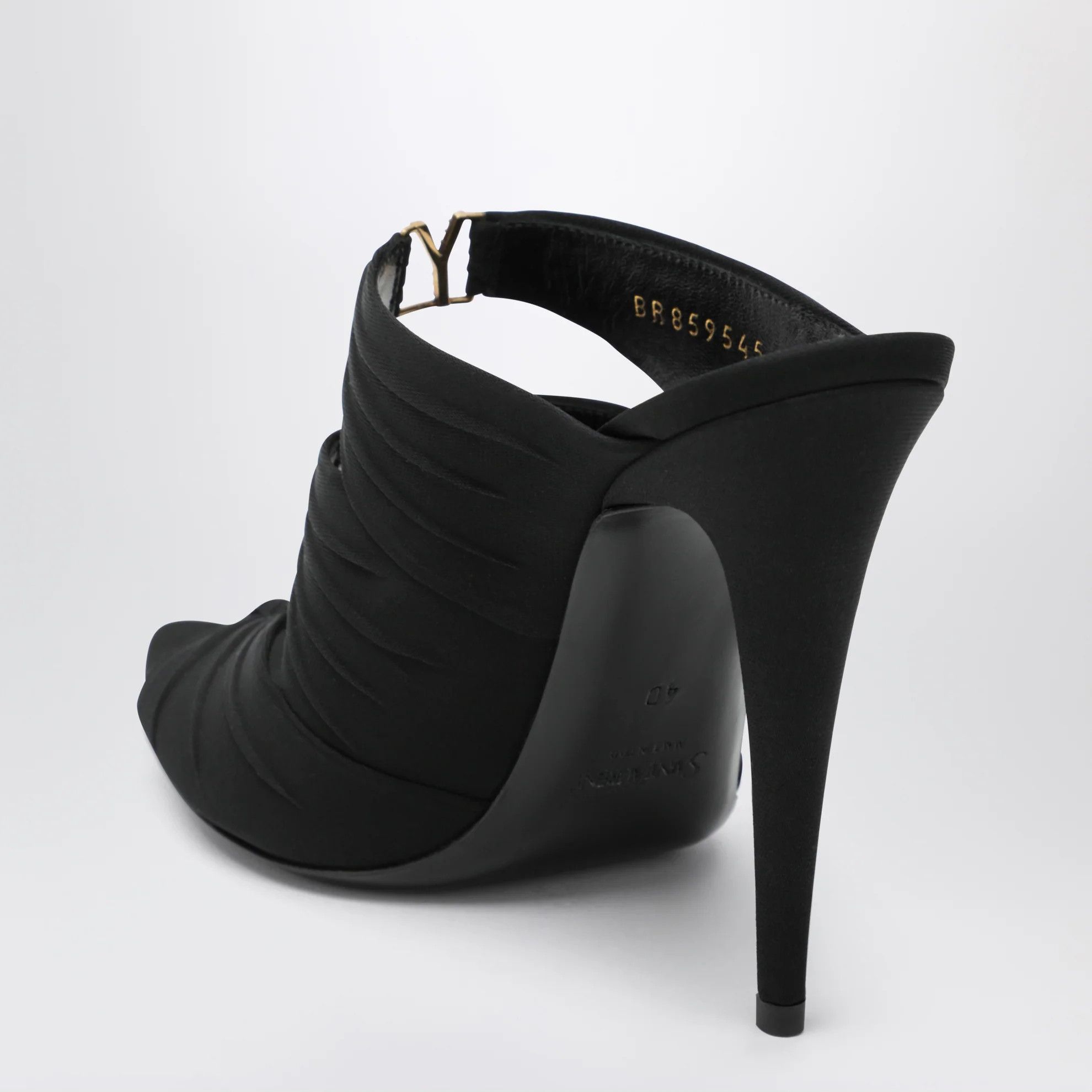 Saint Laurent Paris o1d2blof0526 Crepe Satin Mules in Black Size US 6 / IT 36 - 4 Thumbnail
