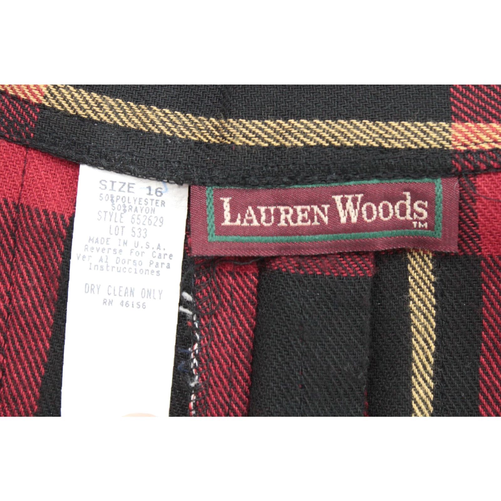 Etro Lauren Wood VTG Yes Vintage Skirt Women 16 Red Black Tartan Plaid Pleat School Classic Retro 16" Midi Size 38" / US 16 / IT 52 - 5 Thumbnail