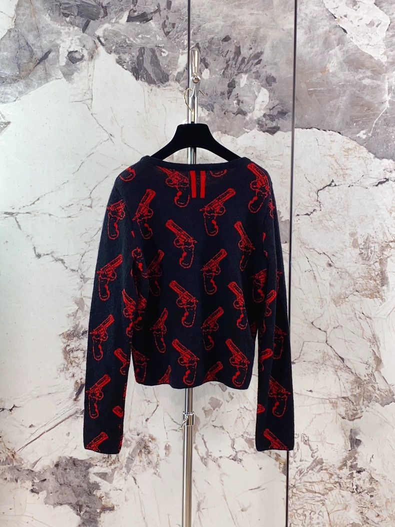 Saint Laurent Paris Saint Laurent Paris Red pistol printed wool knitted sweater Size US L / EU 52-54 / 3 - 2 Thumbnail