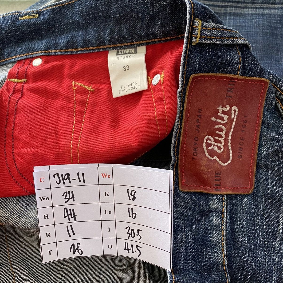 Japanese Brand Vintage Edwin Blue Trip Distressed Leather Pocket Jeans w34 Size US 34 / EU 50 - 11 Thumbnail