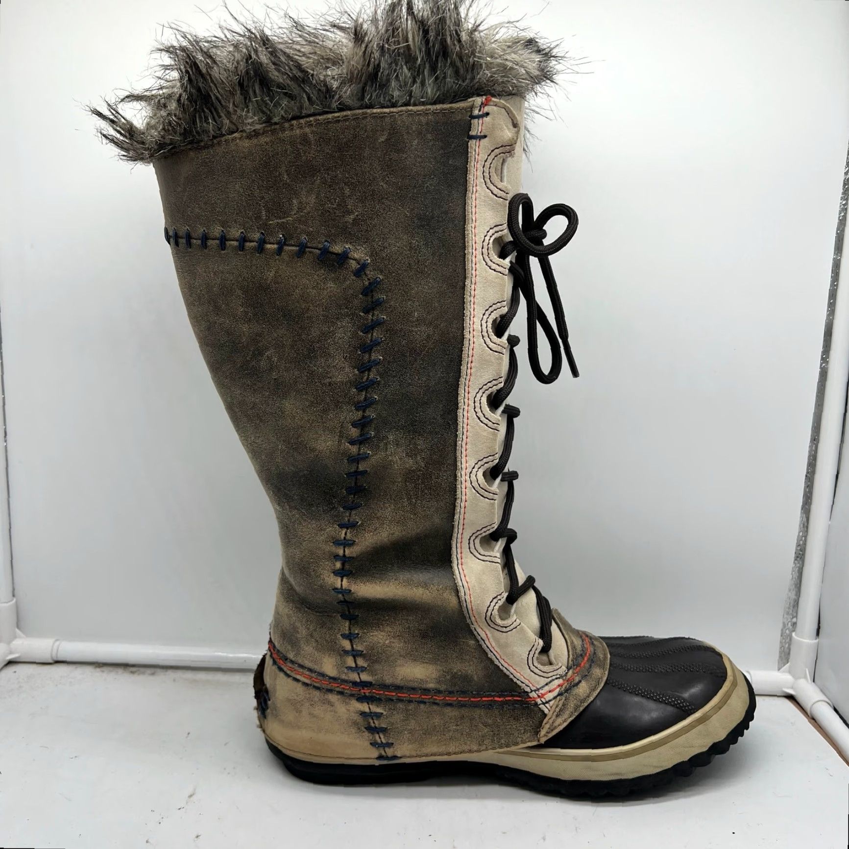 SOREL Sorel Snow Boots Womens 7 Cate the Great Winter NL1927 Fur Trim Waterproof Brown Womens Size 7 Shoes Boots Size US 7 / IT 37 - 3 Thumbnail