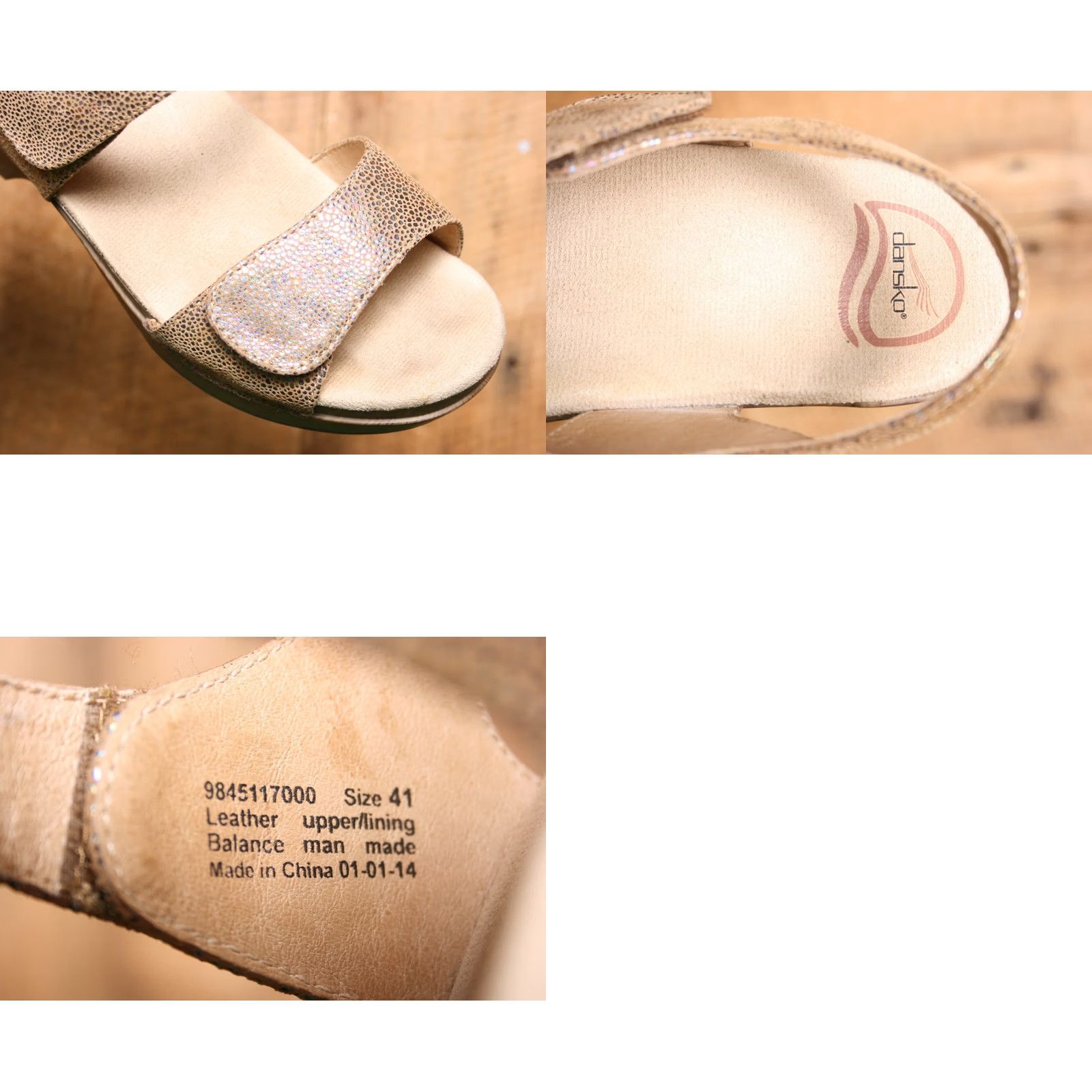 Dansko DANSKO Sonnet Tan Shimmer Leather Ankle Strap Sandals Women EUR 41 US 10.5 Tan Leather Hook & Loop Mid Heel 2-2.9 in Shoes Size US 11 / IT 41 - 8 Thumbnail
