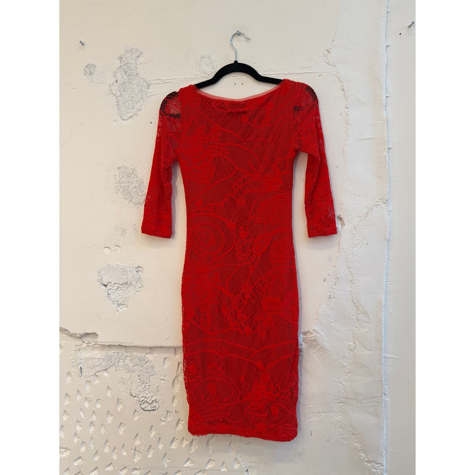 Jean Paul Gaultier Jean Paul Gaultier Soleil Red Lace Square Neck Bodycon Dress Size M / US 6-8 / IT 42-44 - 2 Thumbnail