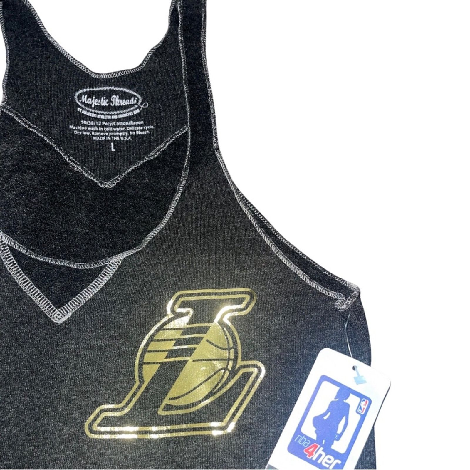 NBA Los Angeles Lakers Majestic Threads v-neck tank top NWT Size L / US 10 / IT 46 - 3 Thumbnail