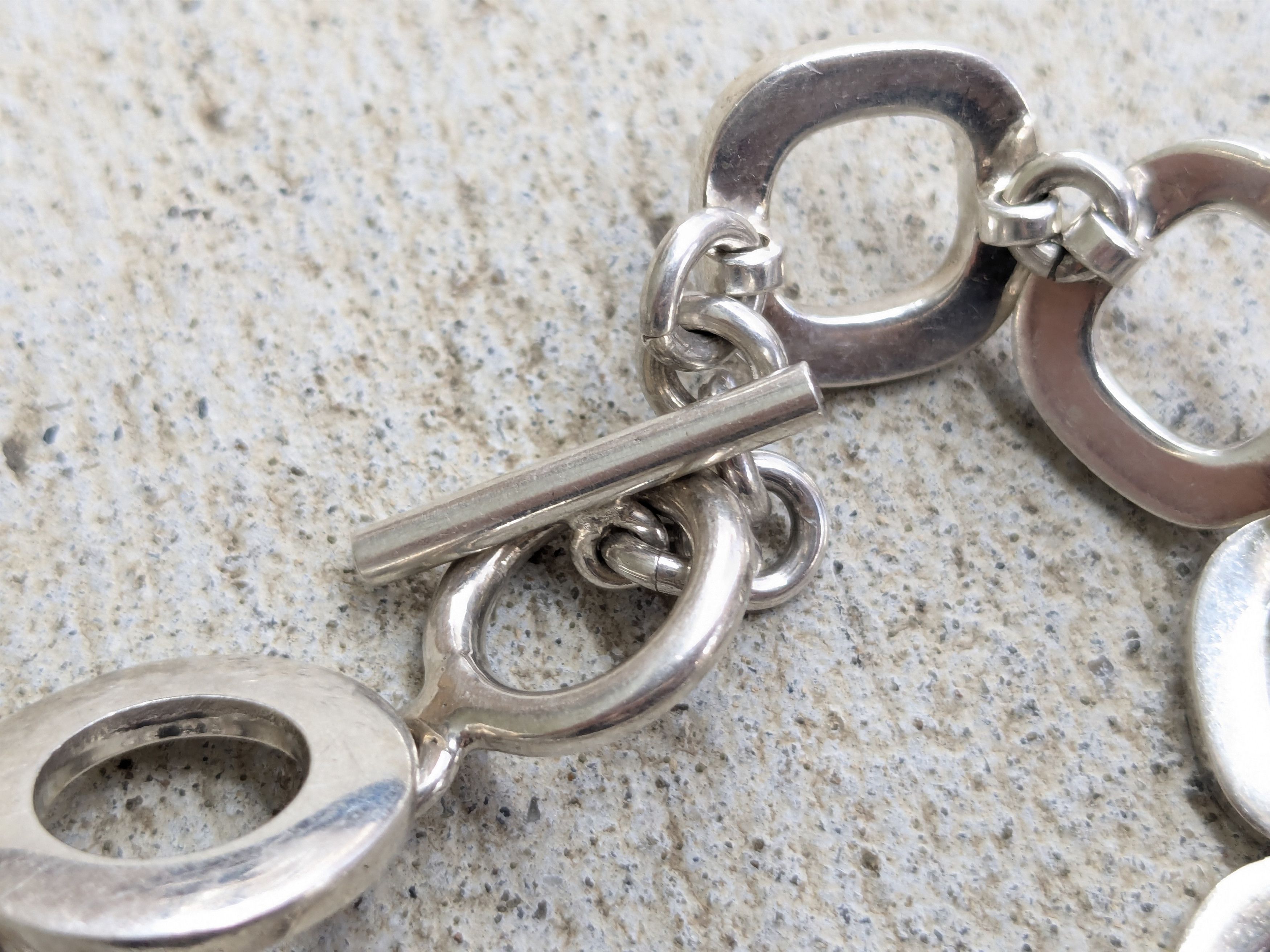 Sterling Silver × Vintage Sterling Silver Bracelet Round Square Modern Abstract Size ONE SIZE - 12 Thumbnail