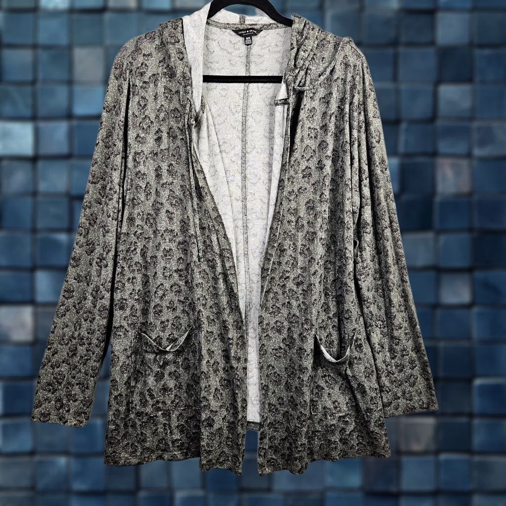 Lucky Brand Lucky Brand Women's Animal Print Open Front Lightweight Cardigan Sweater M Multicolor Size M / US 6-8 / IT 42-44 - 1 Thumbnail