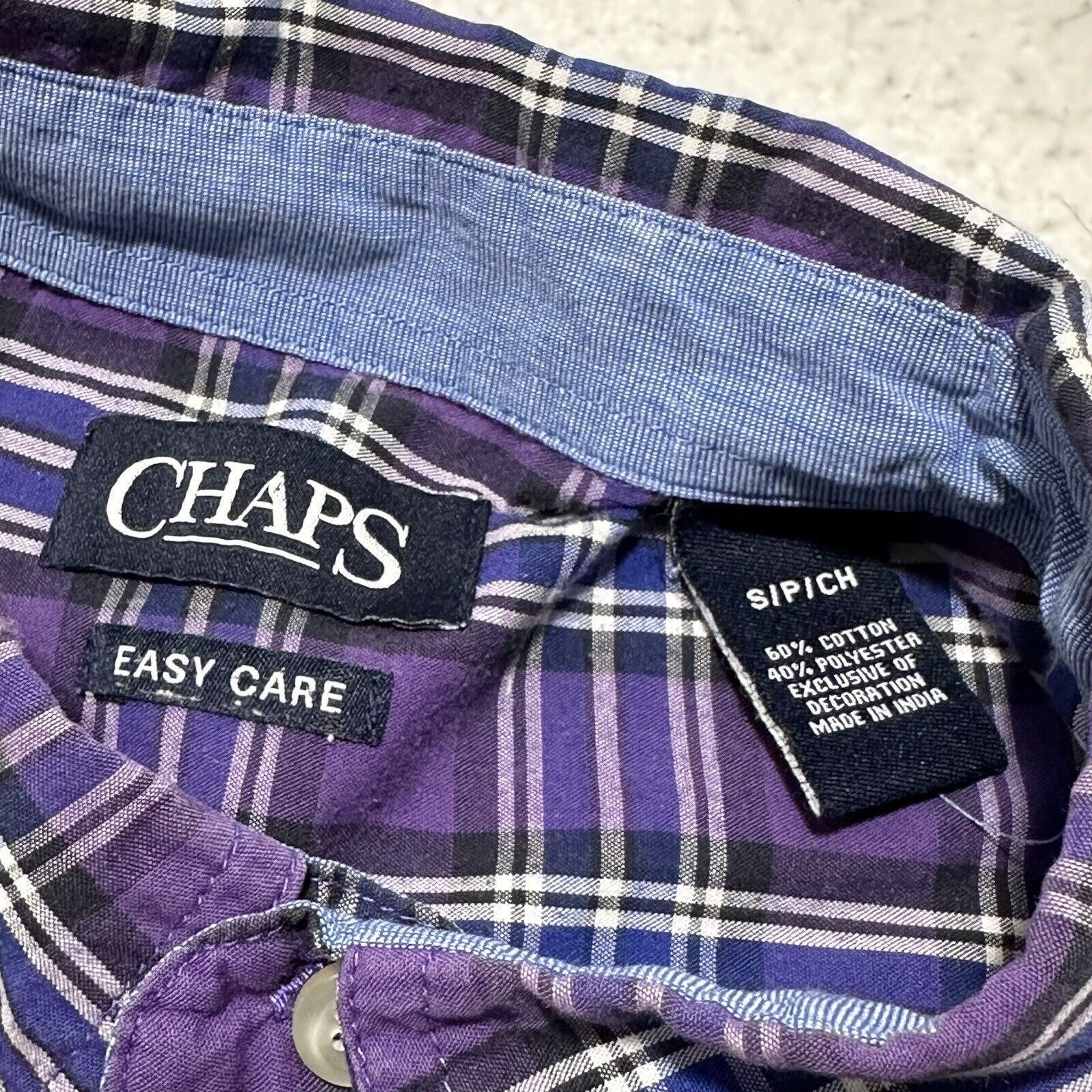 Chaps Chaps Small Button Down Purple + Blue Plaid Striped Shirt Size US S / EU 44-46 / 1 - 3 Thumbnail