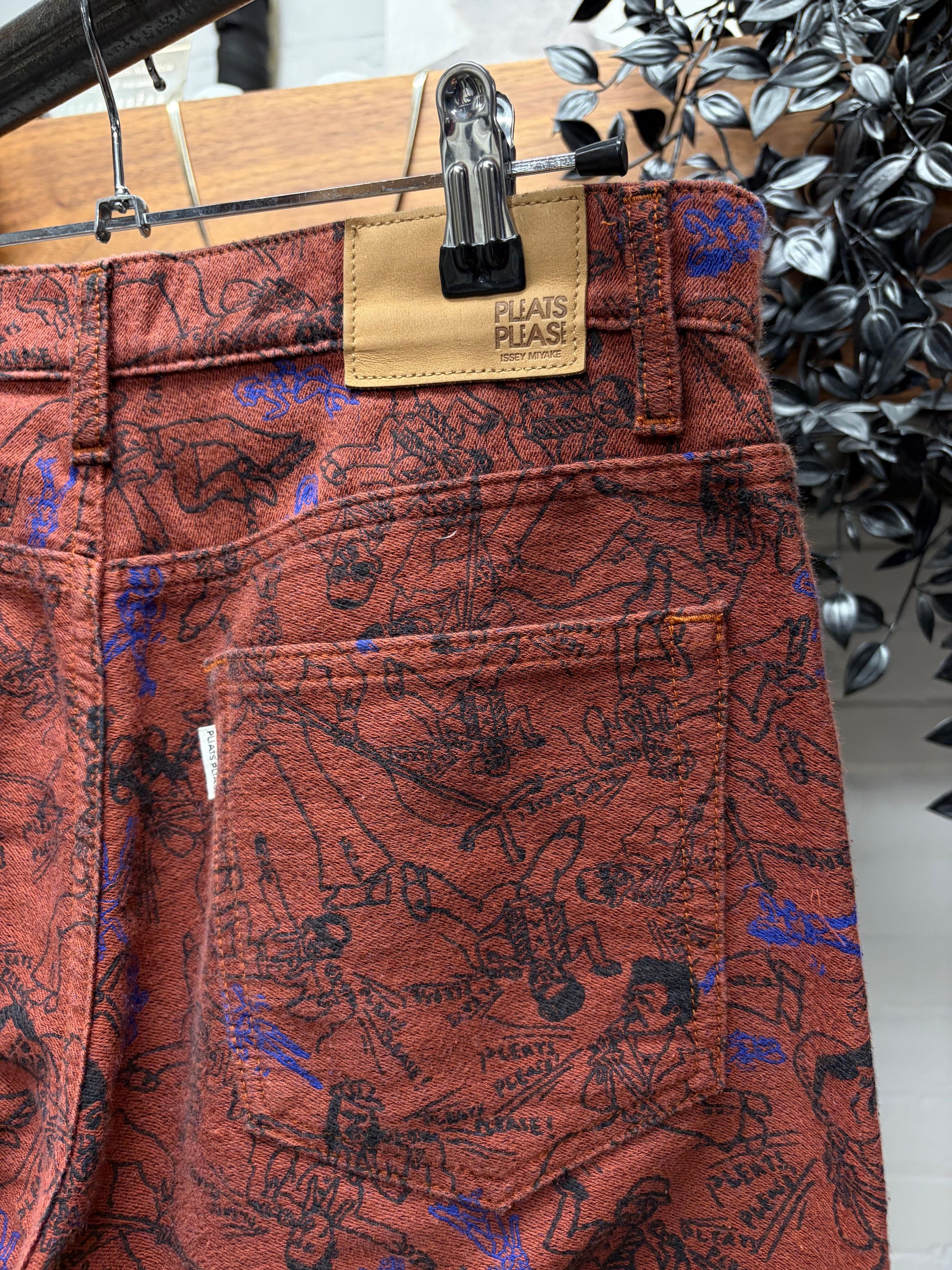 Issey Miyake Issey Miyake Pleats Please Red ‘Rockstar’ Denim Size 28" / US 6 / IT 42 - 4 Thumbnail