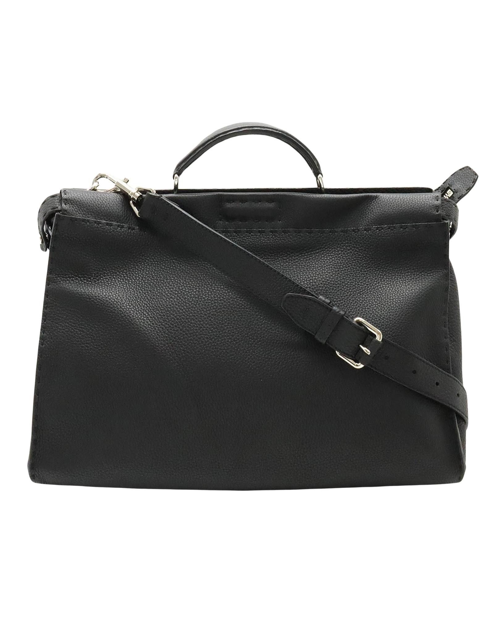image of Fendi Elegant Black Leather Shoulder Bag, Women's