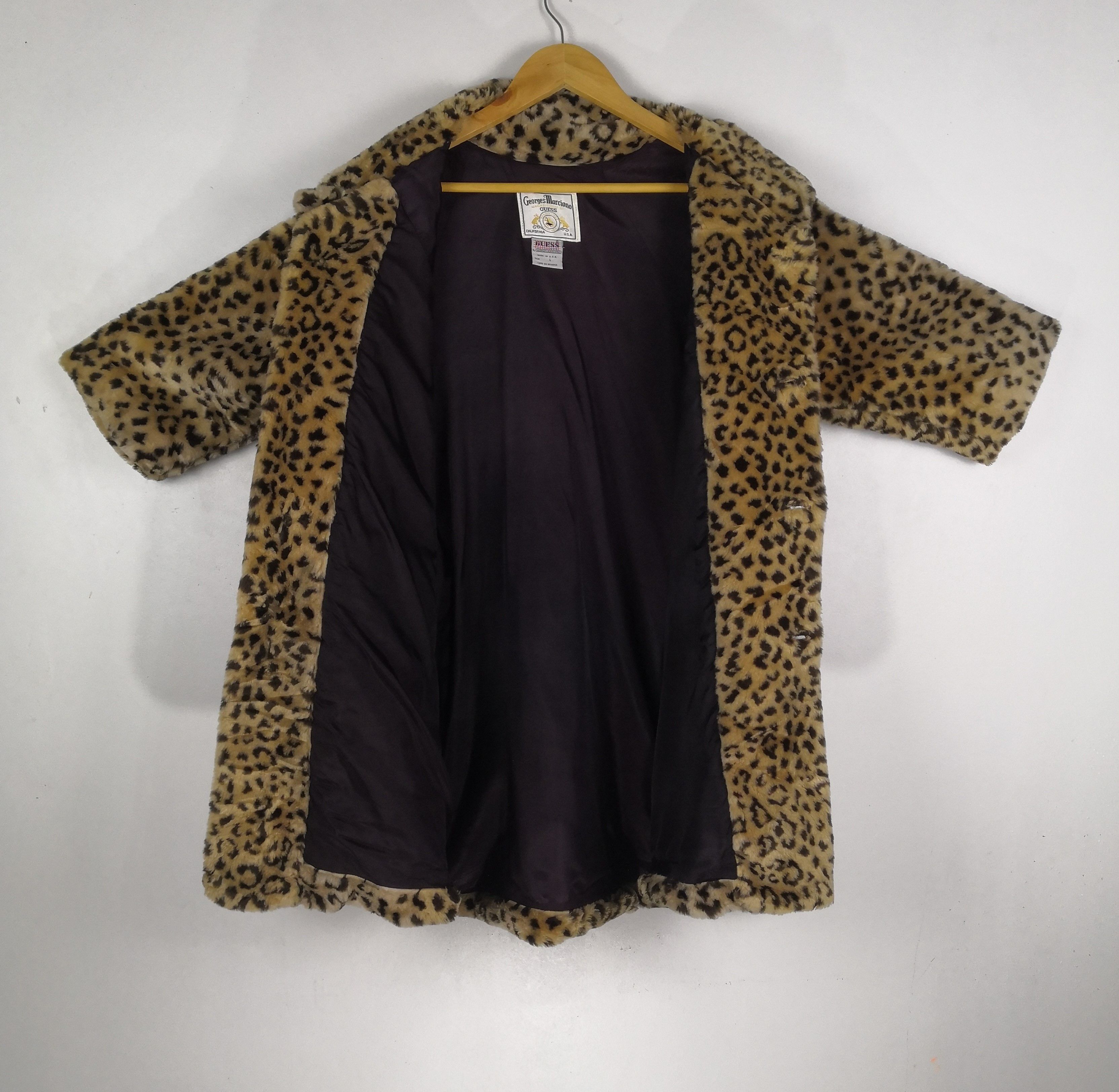 Guess Vintage 90s Georges Marciano Guess Fluffy Leopard Fur Coat Size L / US 10 / IT 46 - 3 Thumbnail