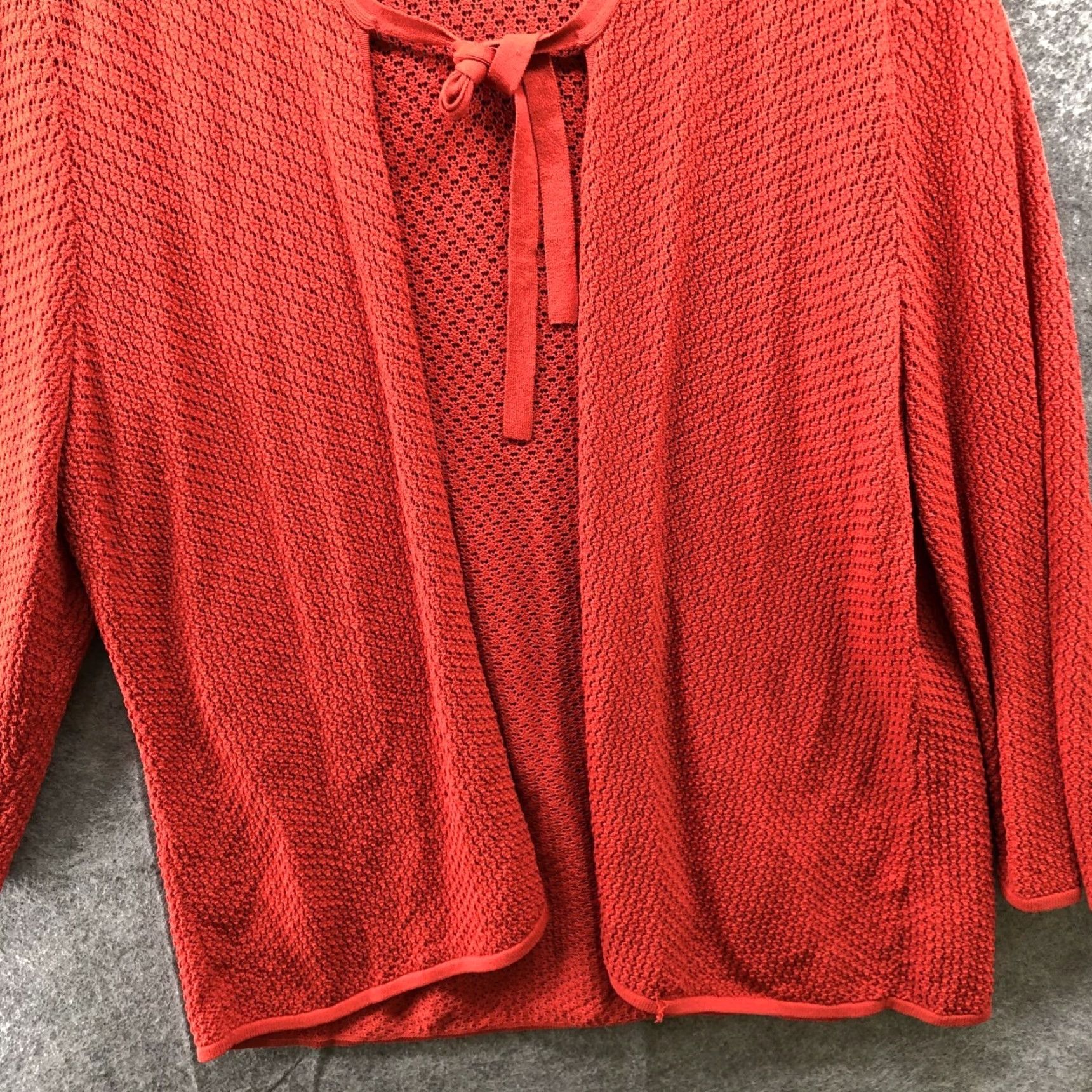 Jones New York VINTAGE Jones New York Open Knit Cardigan Womens 3X Red Tie Front Stretch Sheer Size XXL / US 16-18 / IT 52-54 - 4 Thumbnail