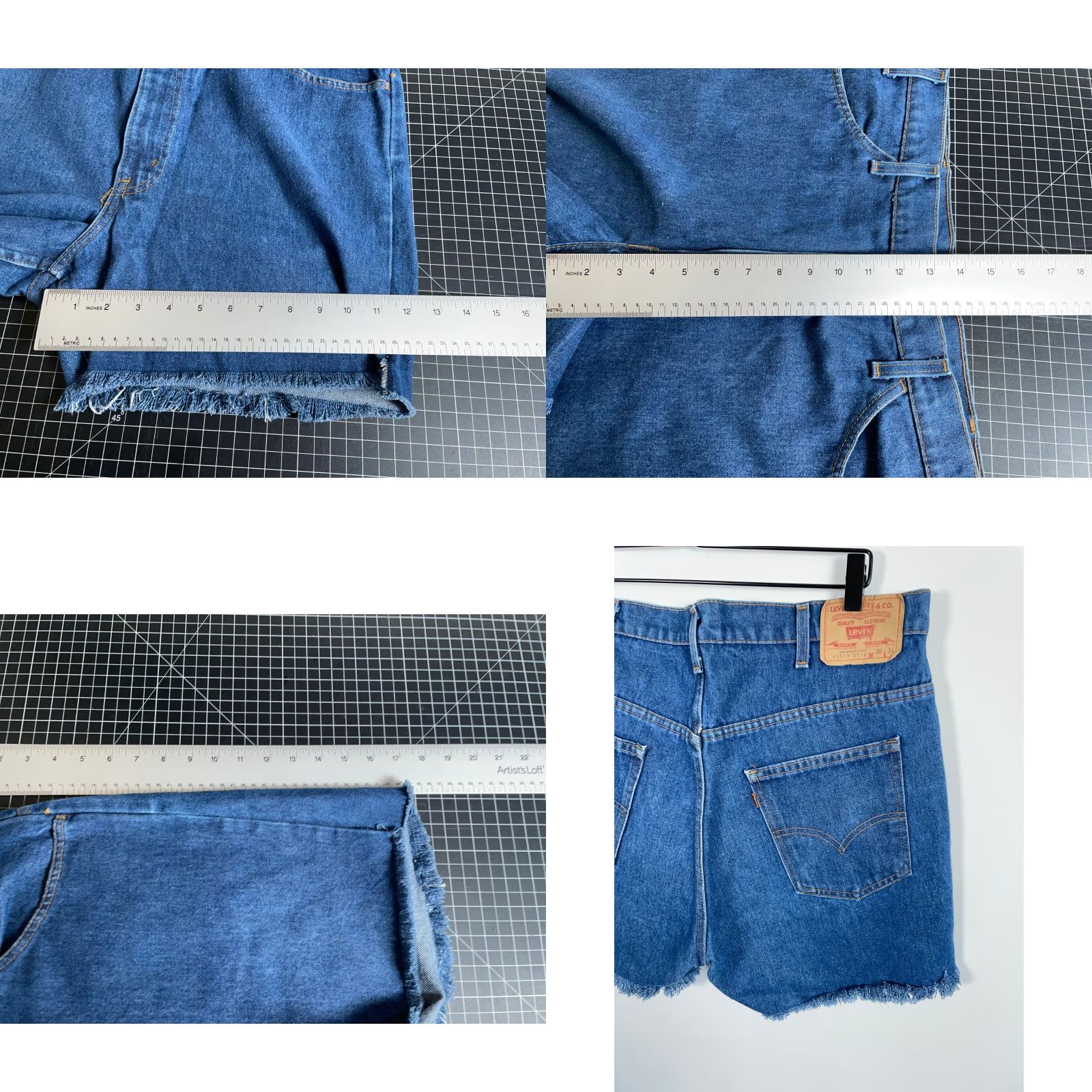 Levi's VINTAGE Levi's 519 Jean Short Bermuda Men's 36 x 4 Blue Denim Orange Tab Frayed 80s Hip Hop Retro Size US 36 / EU 52 - 8 Thumbnail