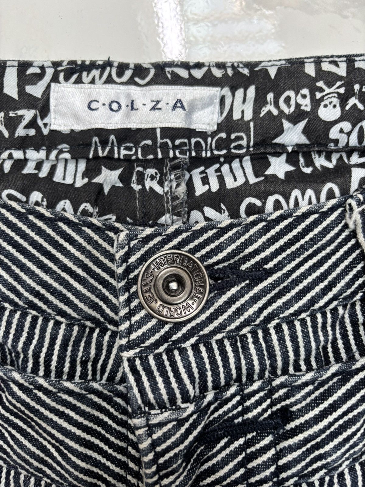 Seditionaries Colza Double Waist Striped Punk Distressed Denim Jeans Size 32" / US 10 / IT 46 - 9 Thumbnail