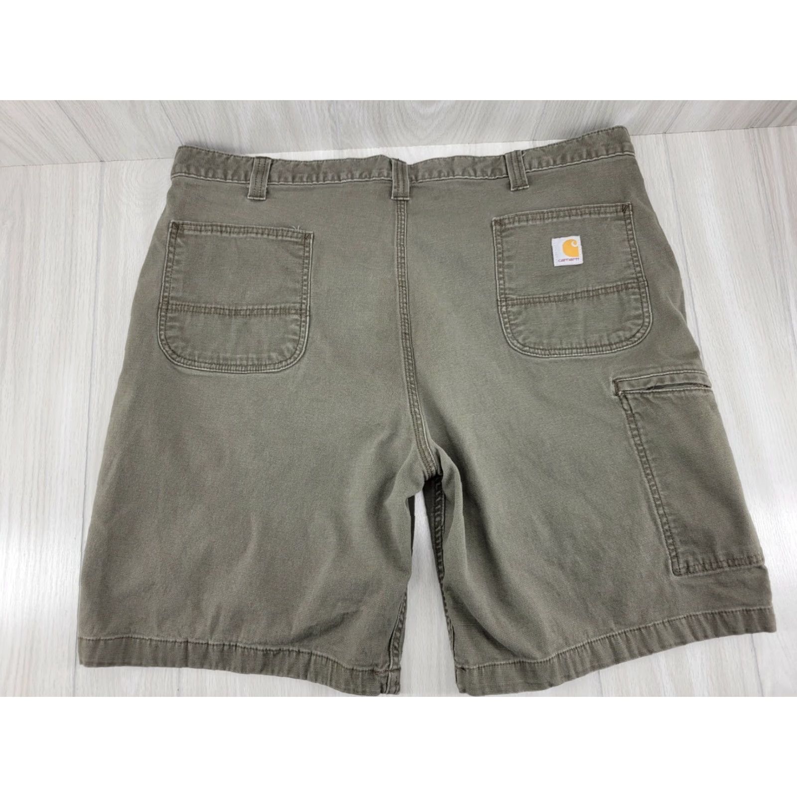 Carhartt VINTAGE Carhartt Relaxed Fit Canvas Shorts 42 Cargo Workwear Mens Green 21" Flat Across 9.5" Inseam 13" Leg Opening Cotton Canvas 102514-217 Size US 42 / EU 58 - 4 Thumbnail