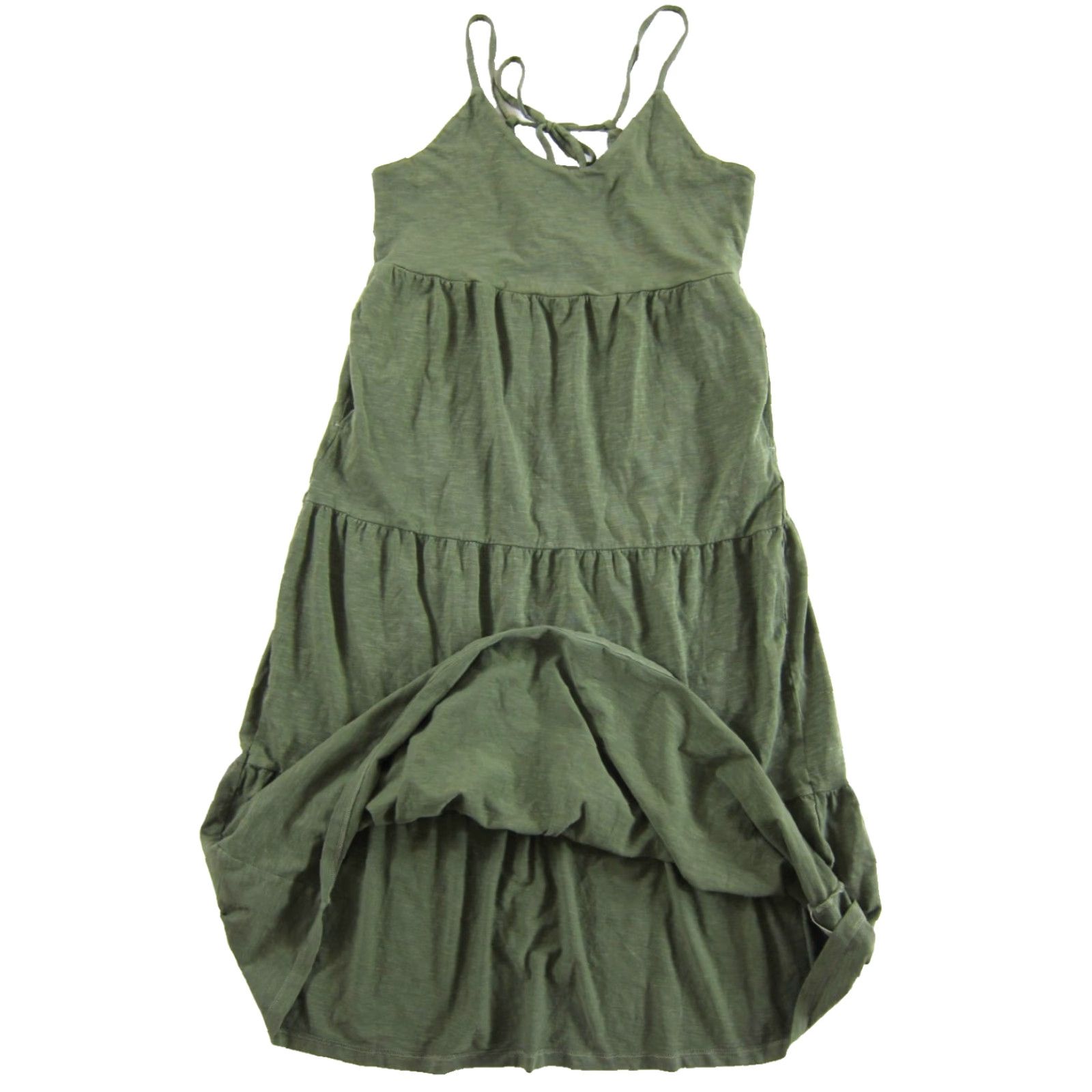 Old Navy Old Navy Olive Green Cotton Stretch Pocket Tiered Midi Tank Dress Woman XS Size XS / US 0-2 / IT 36-38 - 5 Thumbnail