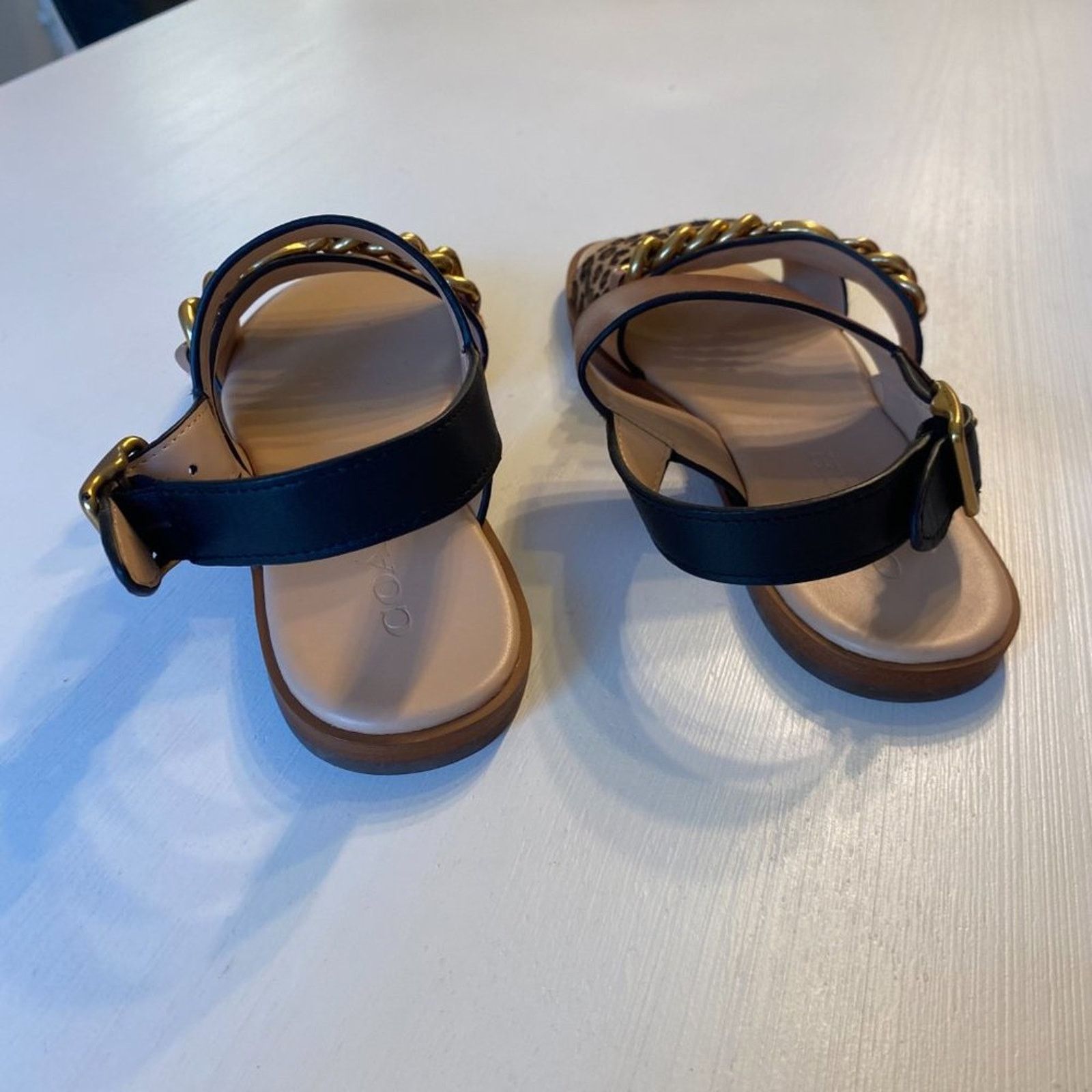Coach Heather Leopard Print Sandals G4777 Size 5 EU 35.5