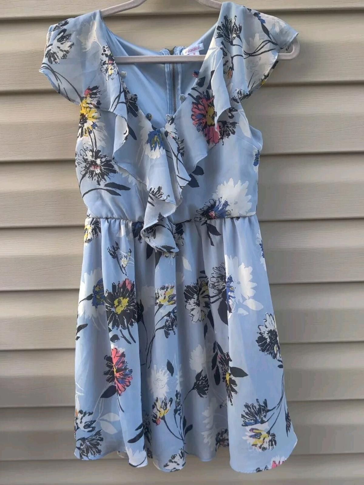 Other Xhilaration Womens Blue Floral Dress Size Medium M Beach flo Size 32" / US 10 / IT 46 - 2 Thumbnail