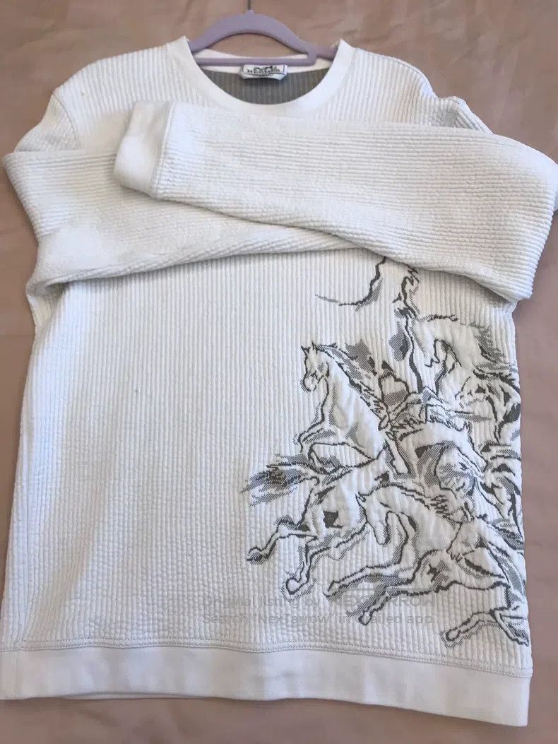 Hermes Hermes Unisex Gray-White Knit Sweater with Two Stains Size US XL / EU 56 / 4 - 1 Thumbnail