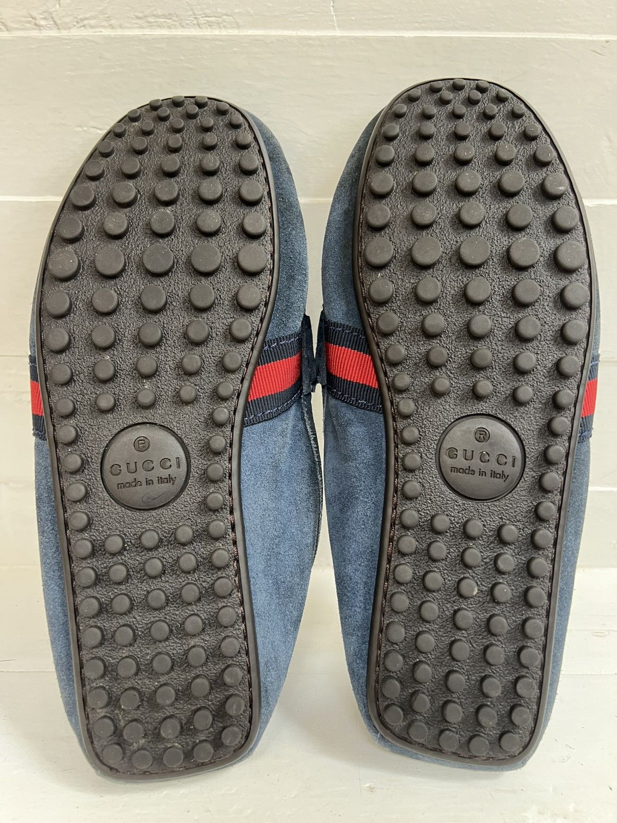 Gucci Men's Gucci Blue Suede Web Accent Loafers Size US 9 / EU 42 - 16 Thumbnail