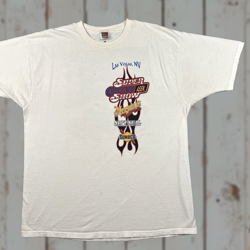 Fruit Of The Loom VINTAGE Fruit Of The Loom T-Shirt White XXL Car USA 2002 Las Vegas Super Chevy Show Mens Size US XXL / EU 58 / 5 - 1 Thumbnail