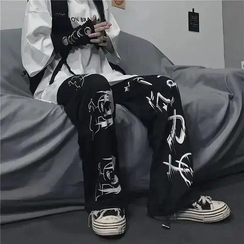 Other Black Harajuku printed anime sweatpants Size US 32 / EU 48 - 4 Thumbnail