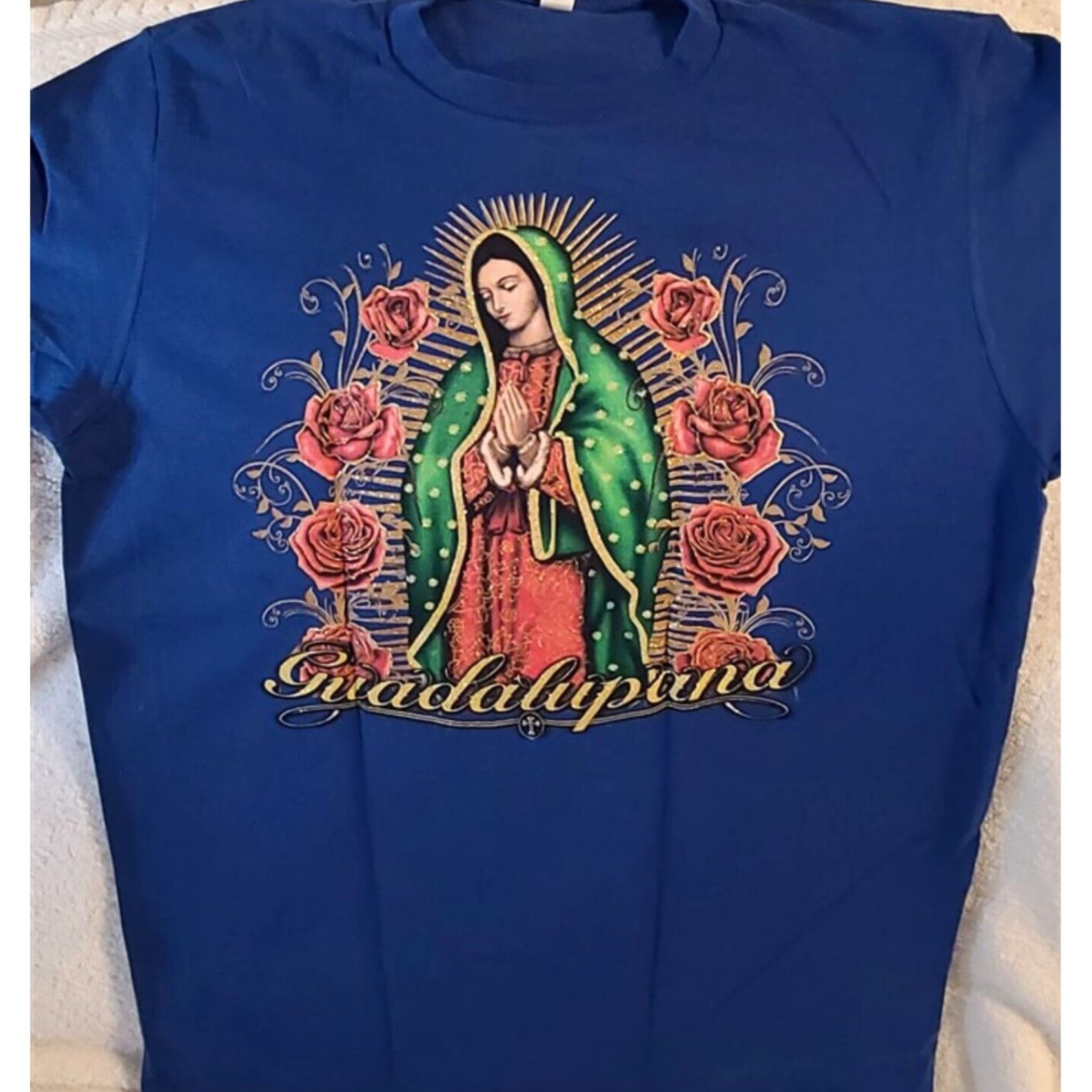Vintage Guadalupe La Guadalupana Mens Blue Extra Large XL Cotton T-Shirt Size US L / EU 52-54 / 3 - 4 Thumbnail